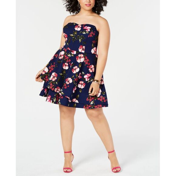 b darlin fit and flare dress B. Darlin Black Red Strapless Sweetheart Tiered Fit And Flare Mini Dre –  Brie main image 0